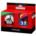 Lexmark 36 /37 (18C2229) Black (18C2130) & Color (18C2140) Ink Cartridges, Pack Of 2