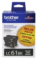 Brother LC61 Black Ink Cartridges (2 Pack)