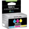 Lexmark 100XL (14N0684) High-Yield Color Ink Cartridges, Pack Of 3 Cartridges, One of each, Cyan, Ma