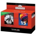 Lexmark 14 / 15 (18C2239) Black & Color Ink Cartridges  Combo Pack